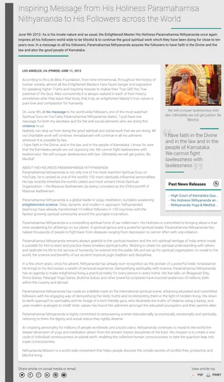 Article - Inspiring Message from His Holiness