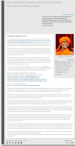 Article - Legal Fraternity Questions Arrest of His Holiness