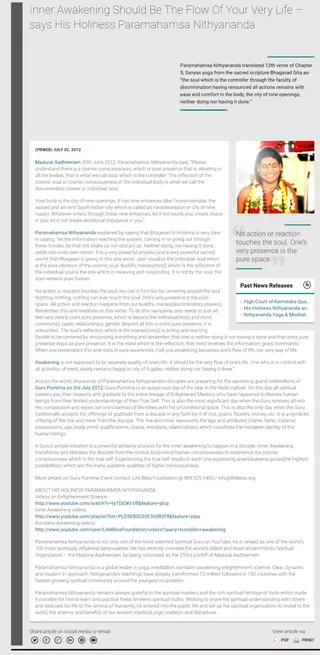 Article - Inner Awakening Should Be the Flow of Your Very Life