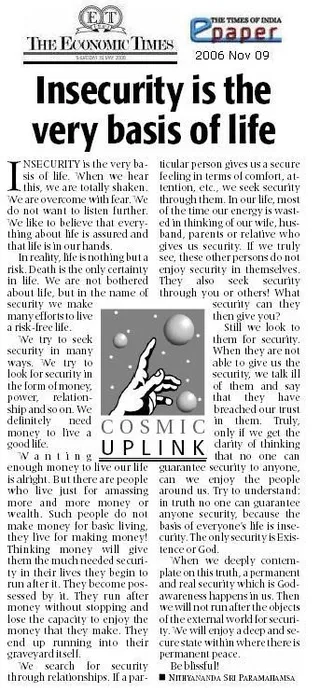 Article - Insecurity is the Very Basis of Life