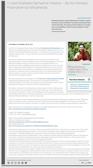 Article - III Level Nirahaara Samyama Initiation
