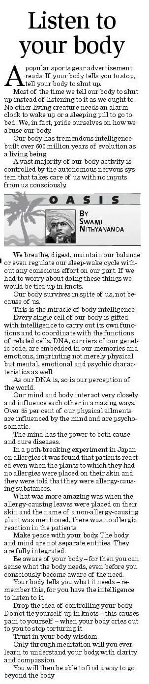 Article - Listen to Your Body