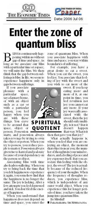 Article - Enter the Zone of Quantum Bliss