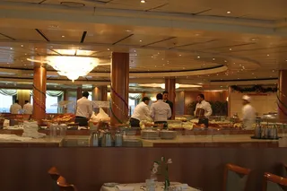 Breakfast being setup by crew staff