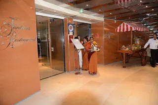 Waiting to greet and welcome Swamiji with Poorna Kumbha