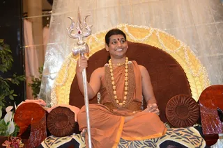 Swamiji guiding IA meditation and intiation