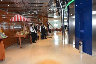 Cruse crew also waiting to greet Swamiji