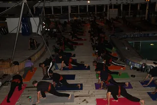 Early Morning Yoga on Cruise Ship Deck