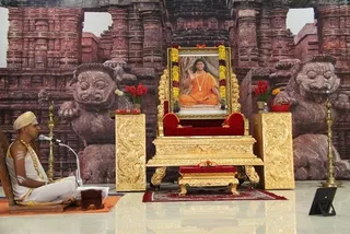 Paduka Puja being offered to the sacred padukas of Paramahamsa Nithyananda by devotees all around the World