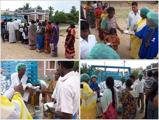 Packed fresh food gets delivered in various villages...