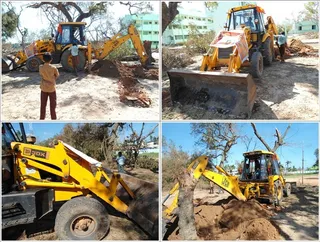 JCB works to clear the roads wherever it is necessary to avoid traffic jam...