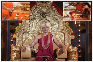 A few devotees offers Pratyaksha Pada puja at the lotus feet of Swamiji...