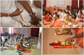 Pratyaksha Pada puja in progress...