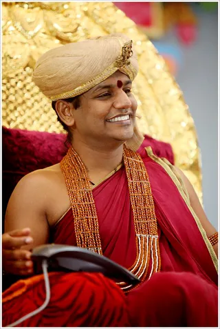 Swamiji speaks to a devotee who have done ePratyaksha Pada puja and blesses them...