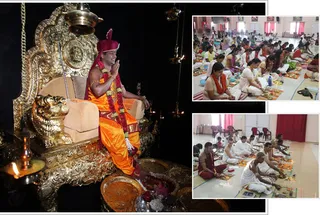 Pratyaksha pada puja in progress...