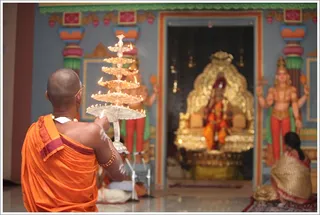 Arati offering at the lotus feet of Swamiji...