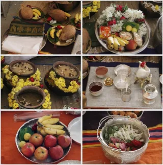 Offering items placed for the puja...