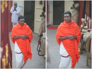 Swamiji proceeds to the sacred Banyan tree...
