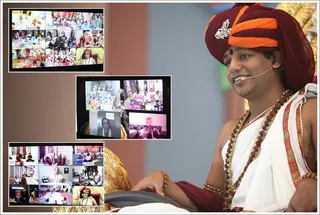 Swamiji speaks to a devotee in "Dial The Avatar" session...