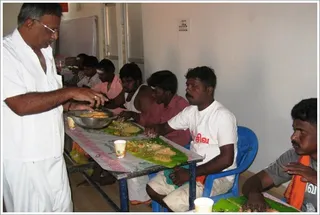 Anna dhaan in the Tiruvannamalai Nithyananda Dhyanapeetam ashram...