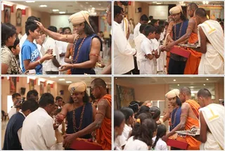 Students from nearby Bijapur school seek blessings from Swamiji...