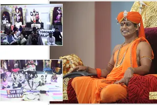 Swamiji speaks to a devotee in Toronto Kailasam and San Jose Madurai...