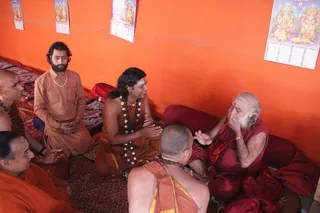 Swamiji with Senior Mahant Lal Baba in Nirvani Akhada