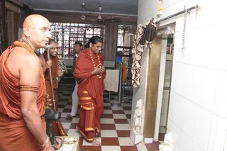 Swamiji entering the Neelkant Temple