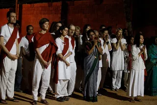Devotees look on as respects being offered to Kalabairavar the lord of time