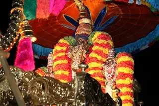 Devi Rajarajeshwari on the golden palanquin taken on procession