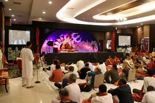 Nithya satsang in progress.