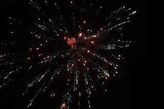 Crackers are fired during Chariot Procession