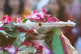 Silver conch hand crafted at Nithyananda Sacred Arts Univercity