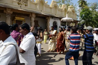 Participants and Melkote residents stop and stare as The Avatar gracefully moves towards the Cheluvanarayana Swami Temple.