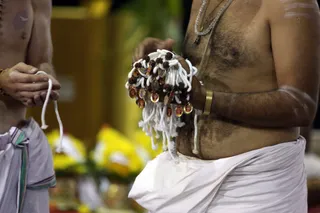 The Rudraksha Malas are worn around the throat, sitting on the Vishuddhi Chakra, and repeatedly energized by internally repeating the sacred mantra given by His Holiness.