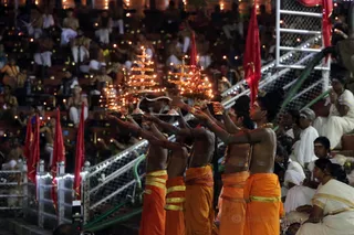 Aarti was especially magnificent with the lamps glowing brightly in the dark.