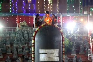 Amongst all the colorful lights and deepam lamps, The Light of the Avatar shines the brightest.