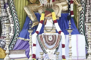 Swayumbu Linga (naturally formed stone lingam) and Meru