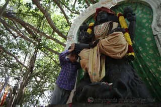 1000 year old sacred banyan tree with Dakshinamurhty