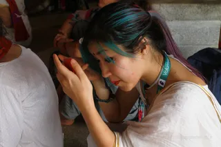 IA Volunteers - Adding Jnananjanam to both eyes and Third Eye allows one to see the images in the leaf.