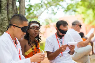 IA Participants practice Third Eye Reading with guidance from the Balasanths.