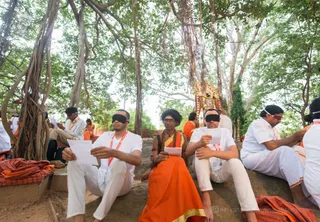 IA Participants practice Third Eye Reading with guidance from the Balasanths.