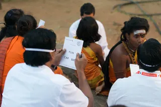 IA Participants practice Third Eye Reading with guidance from the Balasanths.