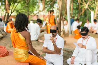 IA Participants practice Third Eye Reading with guidance from the Balasanths.
