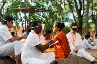 IA Participants practice Third Eye Reading with guidance from the Balasanths.
