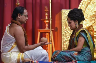 Living Sadashivoham Process - Here delegates show mind over matter and move the coconut without using the hands.