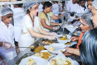 Anna Daan - Free organic Sattvic meals are served to all the program participants and pilgrims.