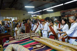 Campus Tour - Sacred Arts Univercity Campus - Hand sewn jewels and decorations for the Deities.