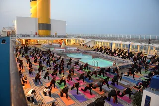 Early Morning Yoga on Cruise Deck
