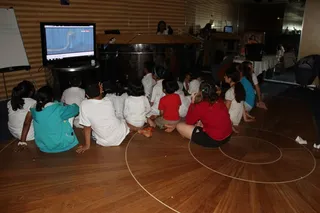 eNGenius students watch a cartoon based on Indian mythology